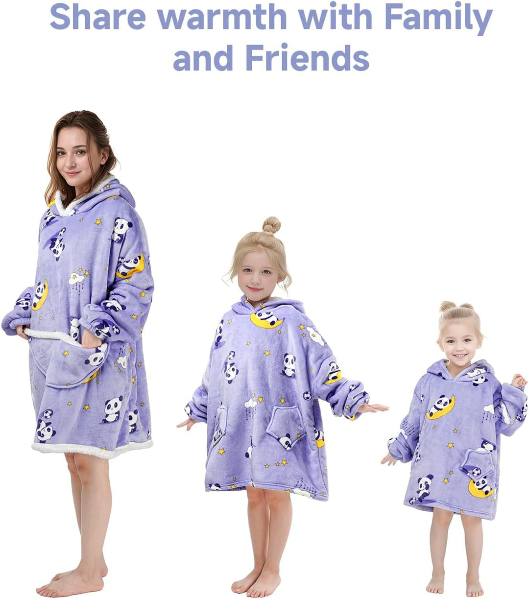 Wenlia Übergrosse Hoodie Blanket für Mädchen, Kinder Flanell Sweatshirt Decke Kuschelpullover, Einho