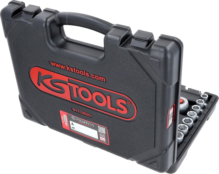 KS Tools 911.0620 1/2 Zoll Steckschlüssel-Satz | inklusive Umschaltknarre, 45-Zahn | matt satiniert