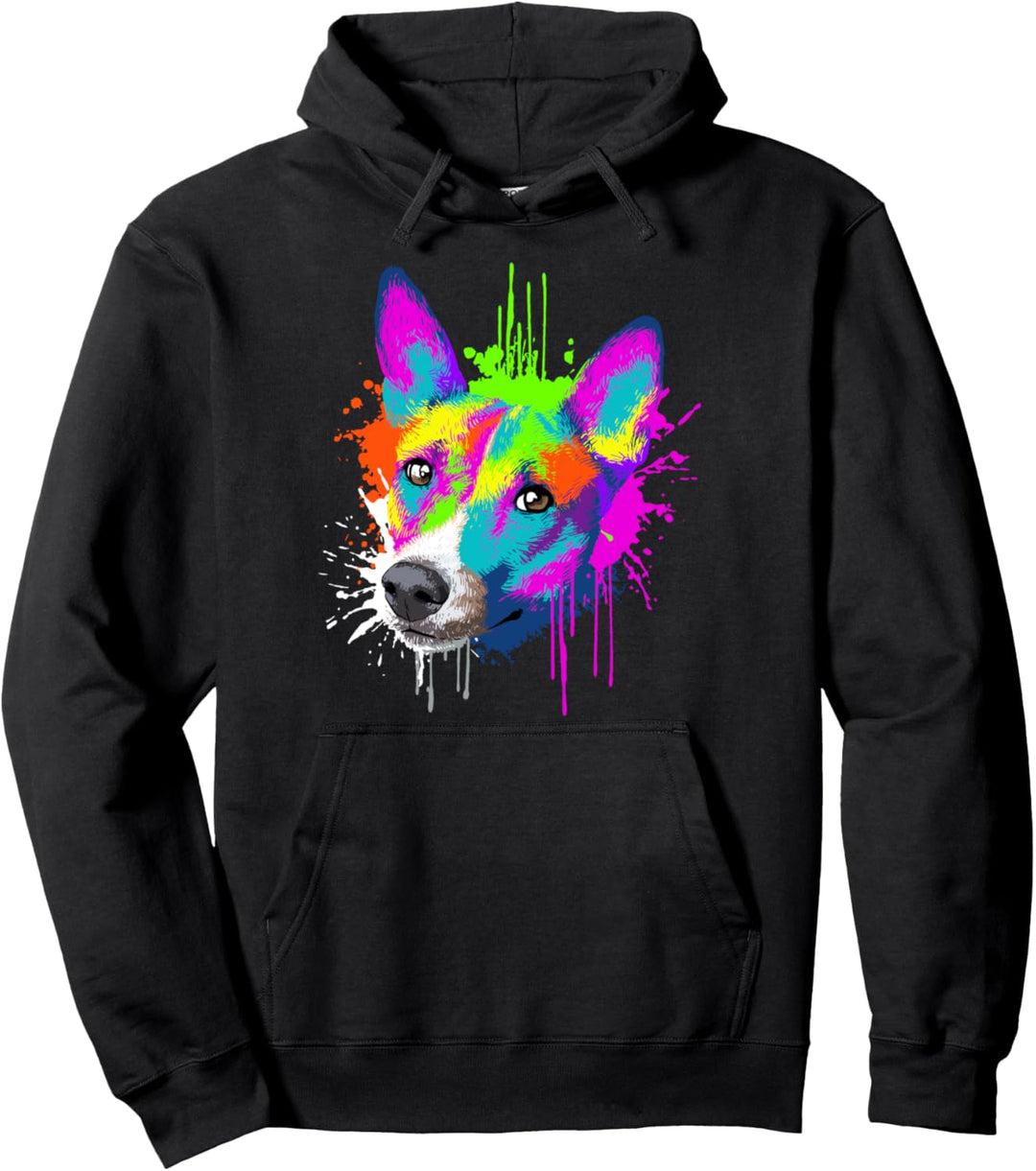 Splash Art Basenji Hundehalter Geschenkidee Hunde Pullover Hoodie