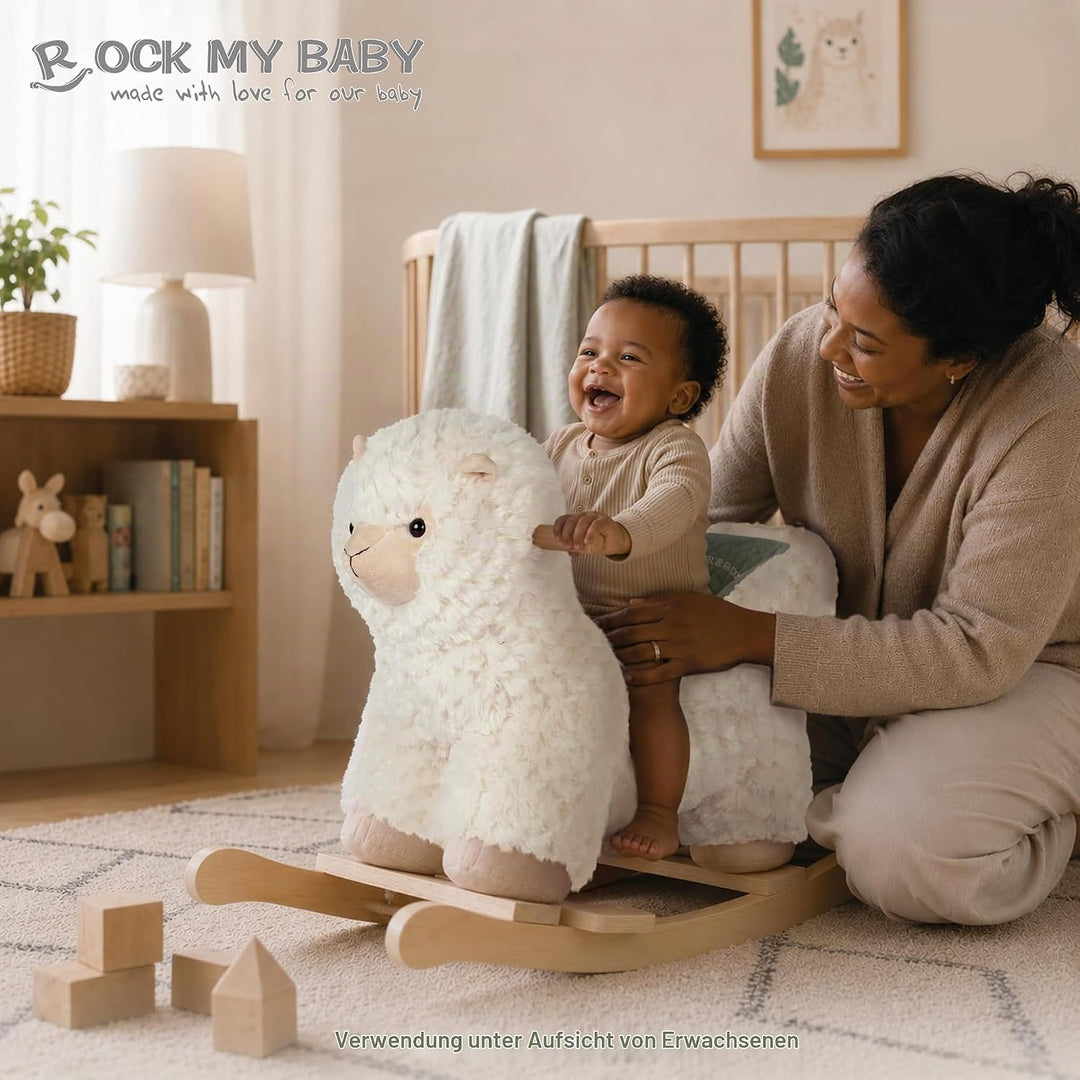 Plüsch Rocking Horse -Schaukeltier Schaukelpferd Schaukelspielzeug，TIC、CPC Zertifizierung (Weiss) Cr