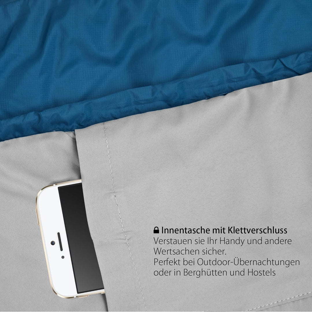 Outdoro ultraleichter Schlafsack 800g - kleines Packmass - leicht, dünn und warm - Idealer Sommersch