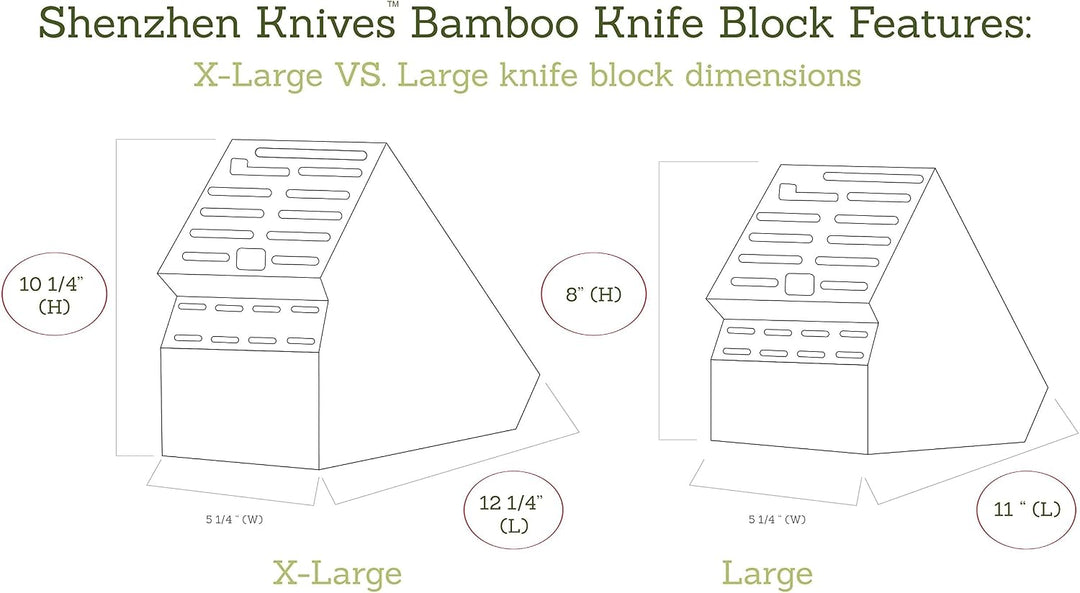 Shenzhen Knives Universal-Messerblock mit 20 breiten Schlitzen: in X-Large Bambusholz-Messerblock oh