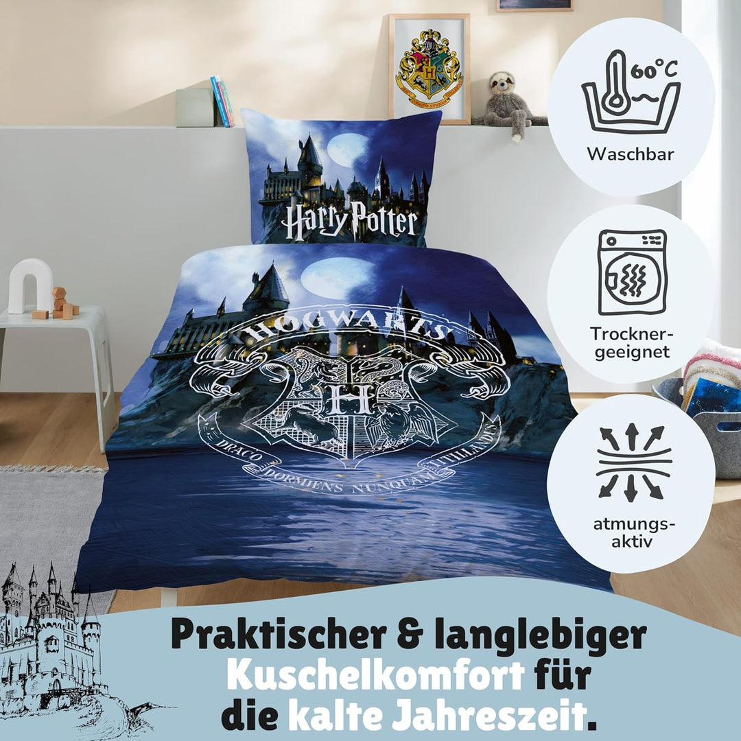 Biber/Flanell Bettwäsche-Set Harry Potter 135x200 80x80 cm · Kinderbettwäsche aus 100% Baumwolle · M