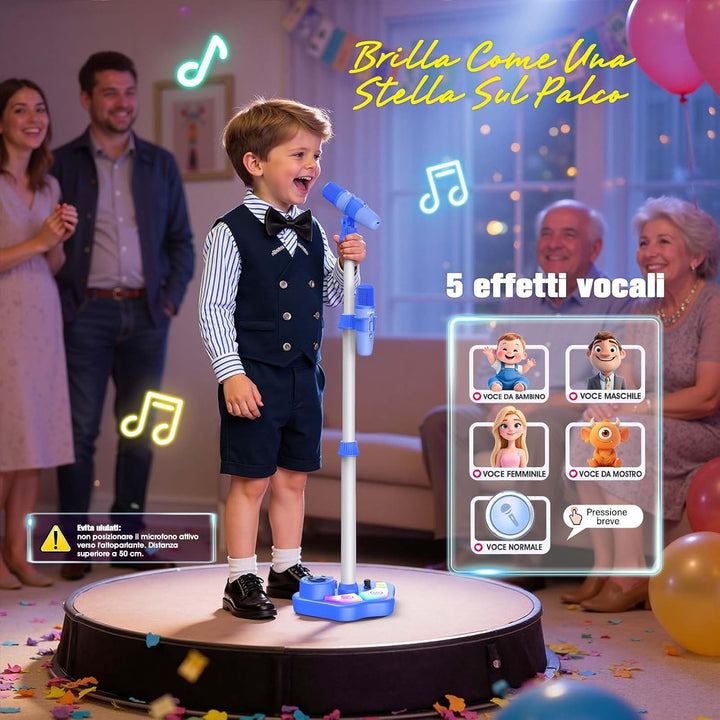 Dislocati Karaoke Maschine Kinder mit 2 Mikrofon und Verstellbarer Mikrofon Ständer, Ostern Geschenk