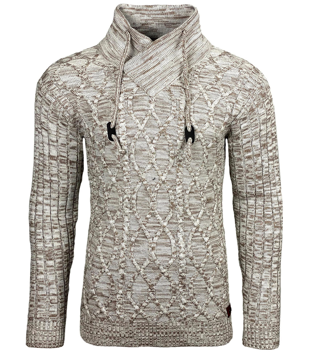 Subliminal Mode Herren Pullover aus grobem Strick mit Schalkragen BX292 3XL Beige, 3XL Beige