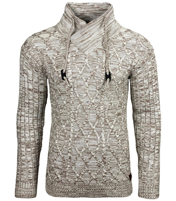 Subliminal Mode Herren Pullover aus grobem Strick mit Schalkragen BX292 3XL Beige, 3XL Beige
