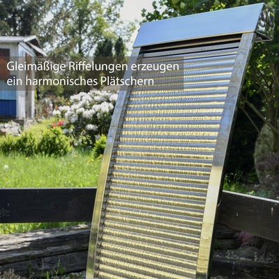 Köhko Terrassenbrunnen 21013 aus Edelstahl Höhe ca. 110 cm Wasserspiel Gartenbrunnen mit LED-Beleuch