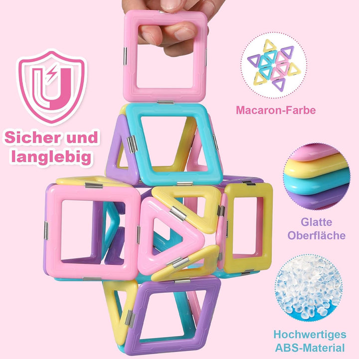 ECHOCUBE Magnetische Bausteine, 40 Stück magnetische Kacheln Konstruktionsspielzeug für Kinder, Krea