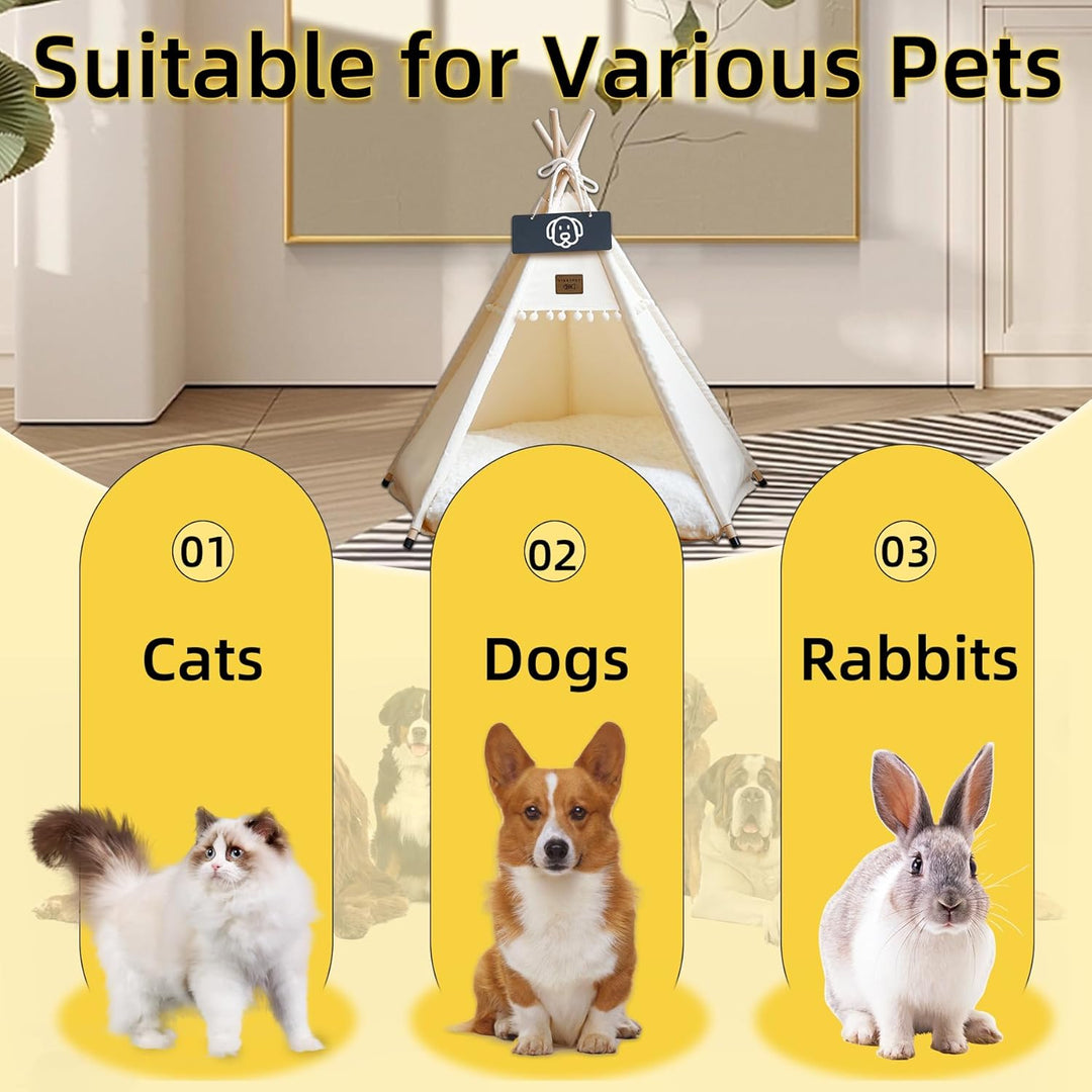 Tipi Zelt fur Katzen und Hunde Haustierzelte Häuser mit Plüschkissen Luxery Hundezelt Katzenzelt Abn