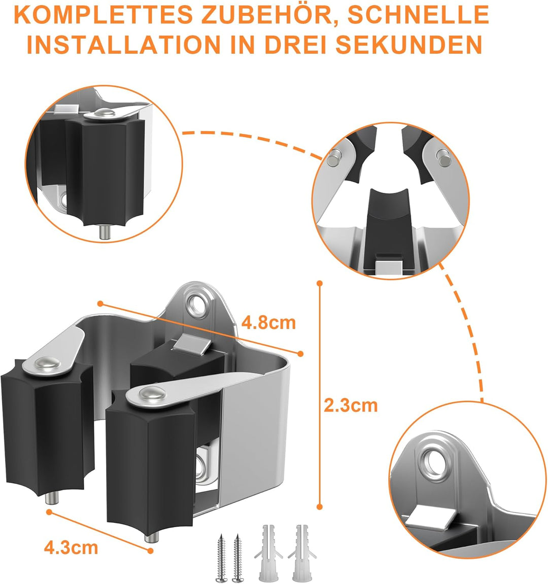 GARTOL Besenhalter Wand, Gerätehalter, Gartengerätehalter, Edelstahl Wandhalterung für Wischmopp, Be