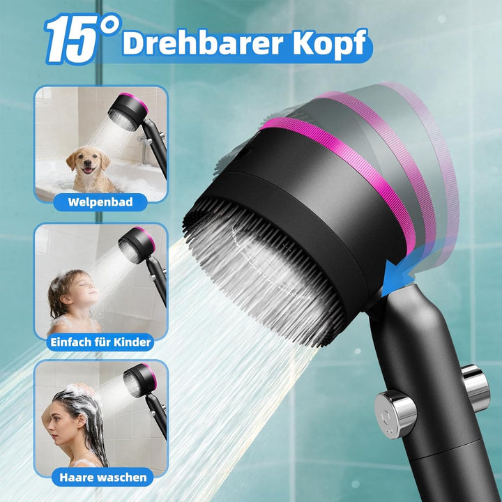 Duschkopf mit Filter,Duschbrause mit Schlauch,Handbrause mit Stoppfunktion,Hochdruck Handbrause mit