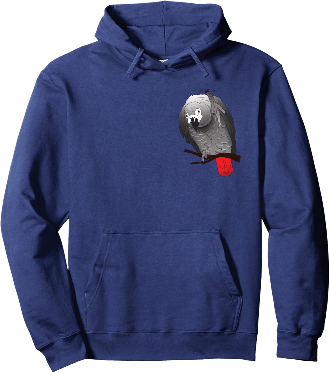 Afrikanischer Graupapagei winkt auf einer Sitzstange Pullover Hoodie