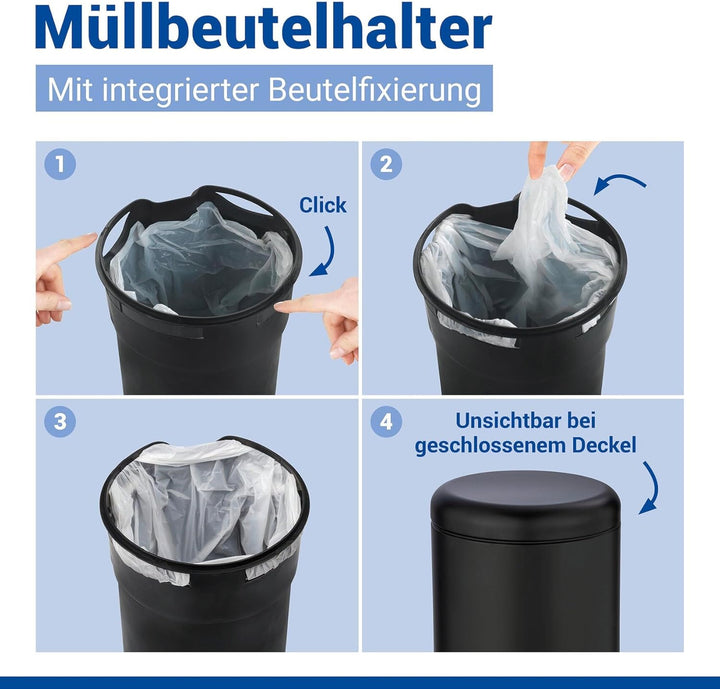 WENKO Treteimer Mod. Leman, 5 Liter, mit herausnehmbarem Einsatz, aus lackiertem Stahl, 21 x 24 x 28