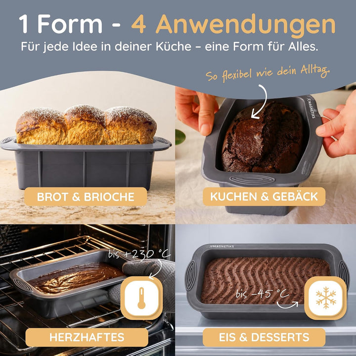 Backefix flexible Silikon Brotbackform 500g, Kastenform klein 21cm, als Kuchenform Kasten, ideal zum