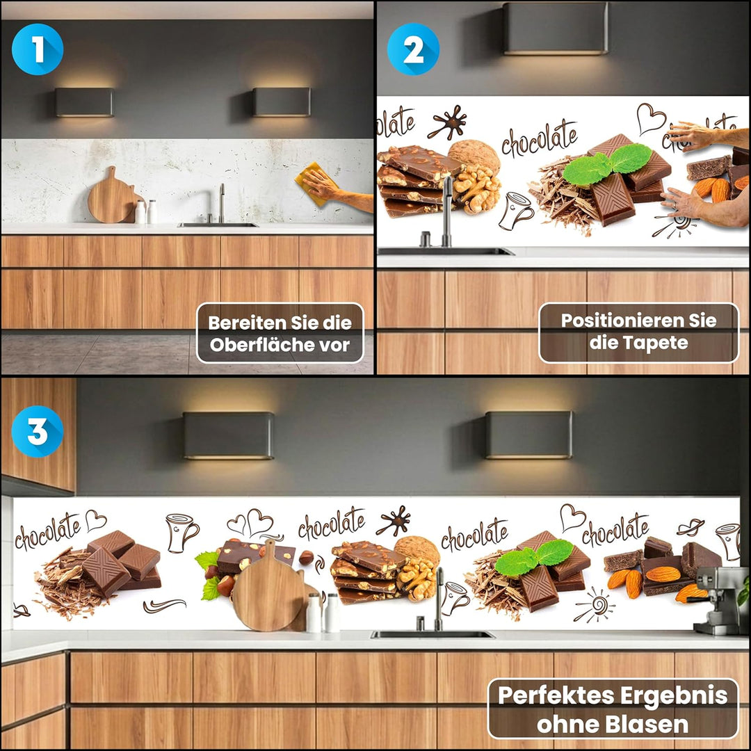 DIMEX Küchenrückwand Folie selbstklebend Schokolade | Klebefolie - Dekofolie - Spritzschutz für Küch