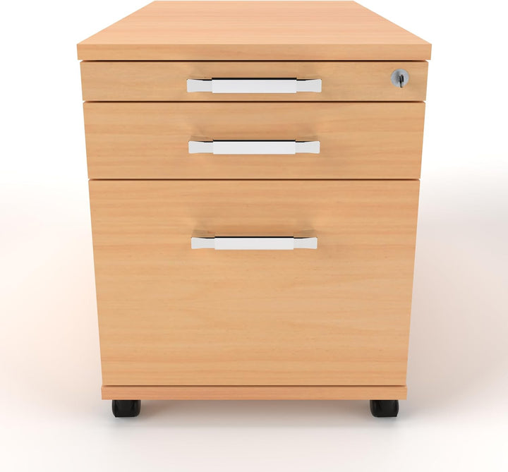 Rollcontainer CADI 43×80×51 cm – abschliessbarer Bürocontainer in Buche mit Orga-, Universal- und Hä