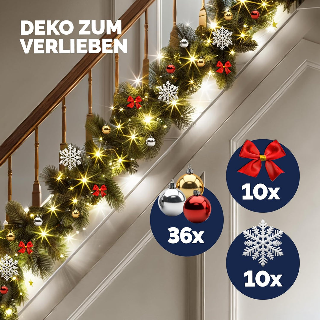 CASARIA® Weihnachtsgirlande Beleuchtet Deko Fernbedienung 2X 5m 80 LED Timer Dimmbar 7 Modi Aussen W