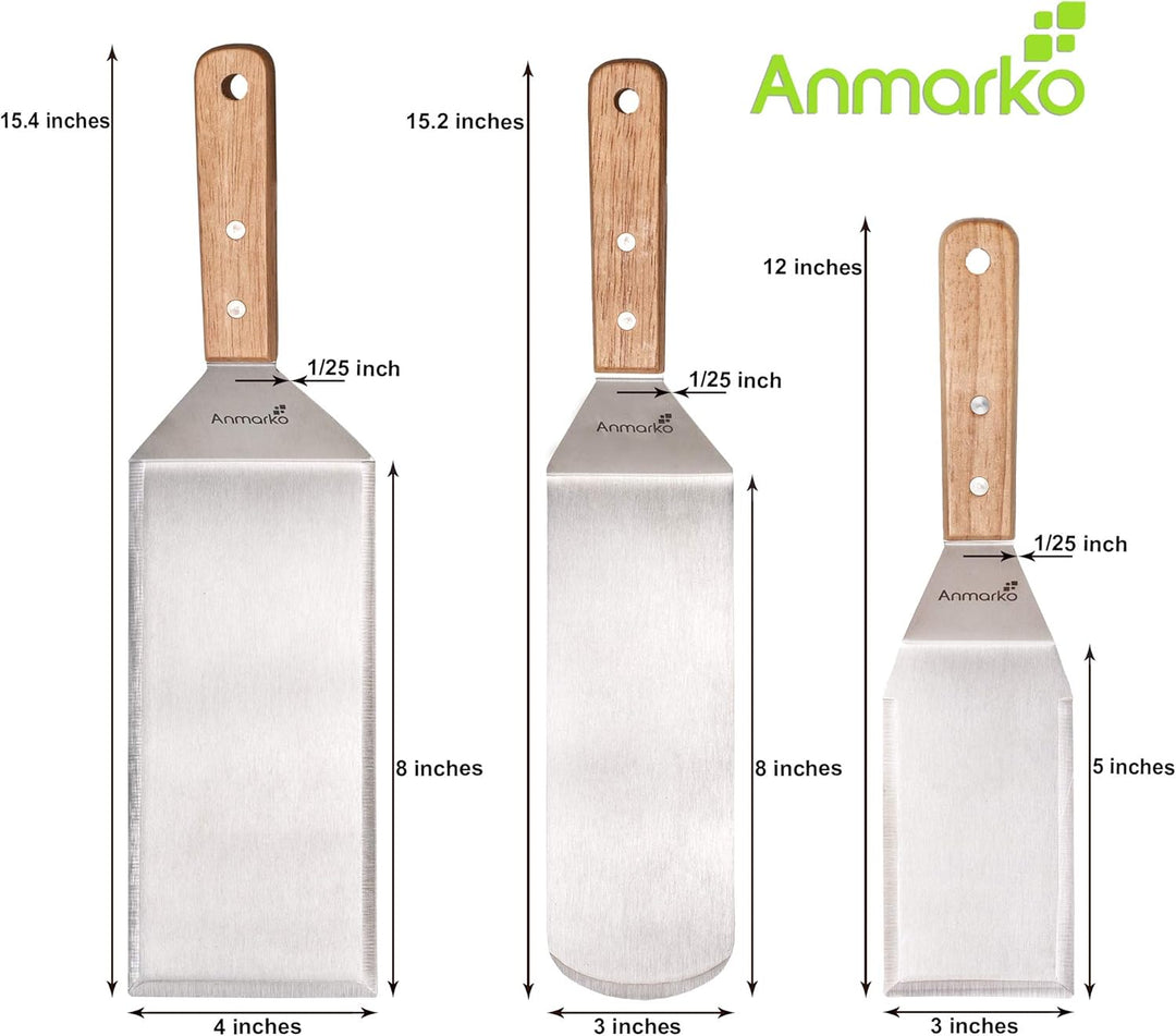 Professionelles Pfannenwender-Set – Edelstahl-Pfannkuchenwender und Grillschaber, 10,2 x 20,3 cm, üb