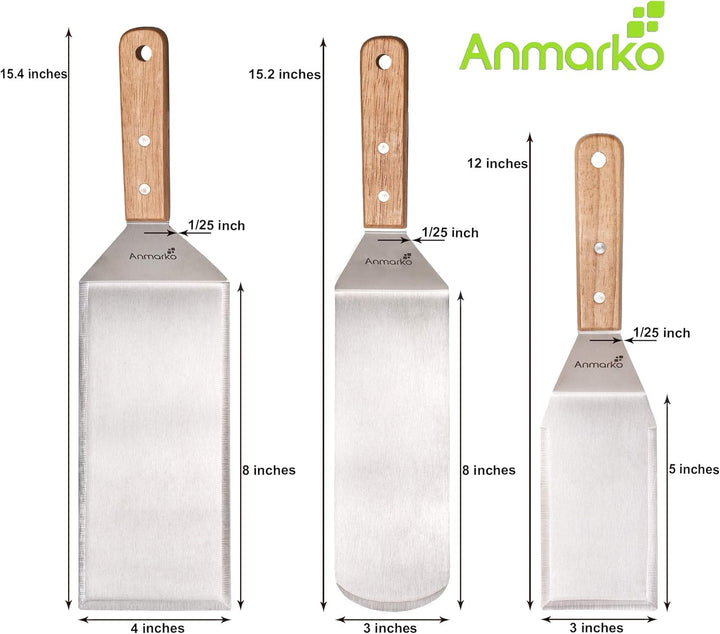Professionelles Pfannenwender-Set – Edelstahl-Pfannkuchenwender und Grillschaber, 10,2 x 20,3 cm, üb
