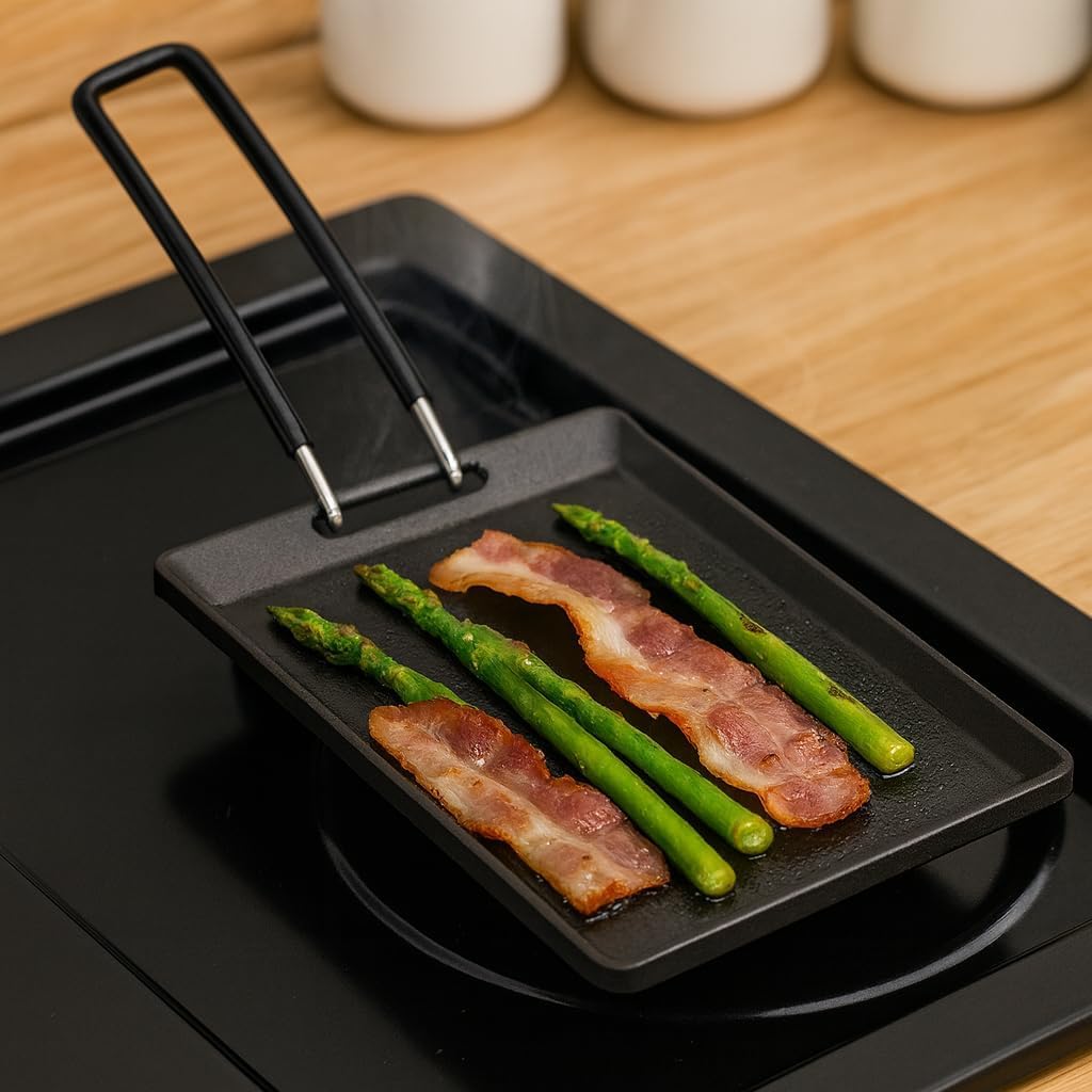 Mini-Grillplatte, Eisen, Tragbar, Kompakt, Leicht zu Reinigen, BBQ-Grillpfanne für Camping zu Hause