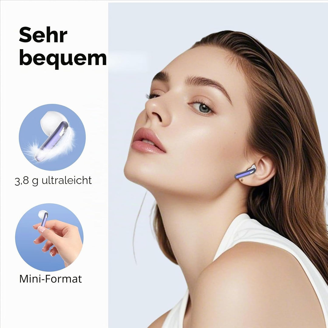 Bluetooth Kopfhörer, In Ear Kopfhörer Kabellos Bluetooth 5.4 Kabellose Kopfhörer mit 4 Mic, 2025 Kab