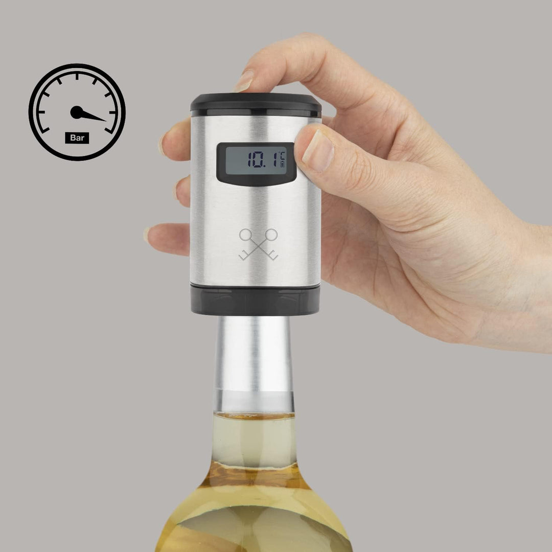 Les Petits Champs Automatische Vakuumpumpe WOM820 Edelstahl, Aufbewahrung von Wein bis zu 7 Tage, au