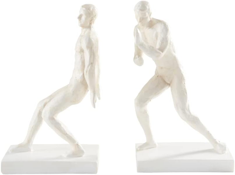 Jotex Push Bücherstütze, stilvolle und Starke dekorative Buchstütze aus Polyresin (2er Set) - Weiss,