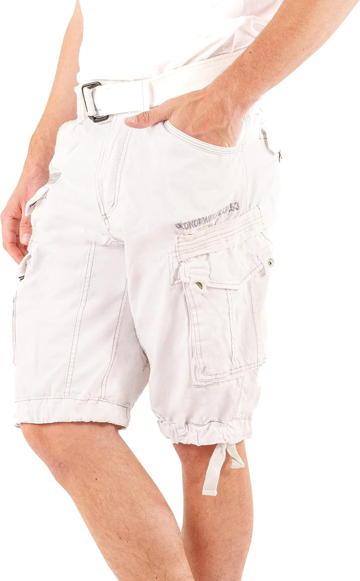 Geographical Norway Herren Cargo Short Sommer Bermuda Kurze Hose Shorts Weiss S, Weiss S