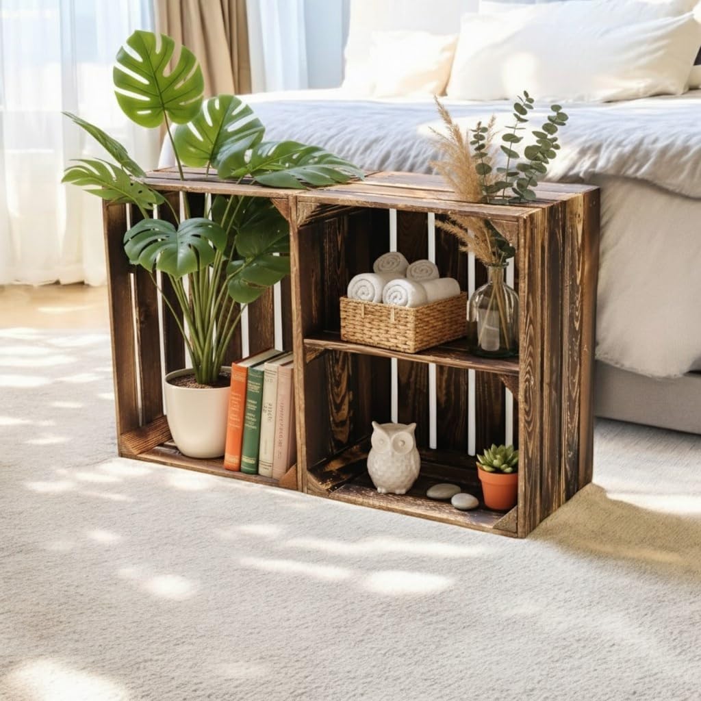 Teramico Alte geflammte Obstkisten / Holzkisten in vielen Variationen -Ideal zum Möbelbau oder zur A