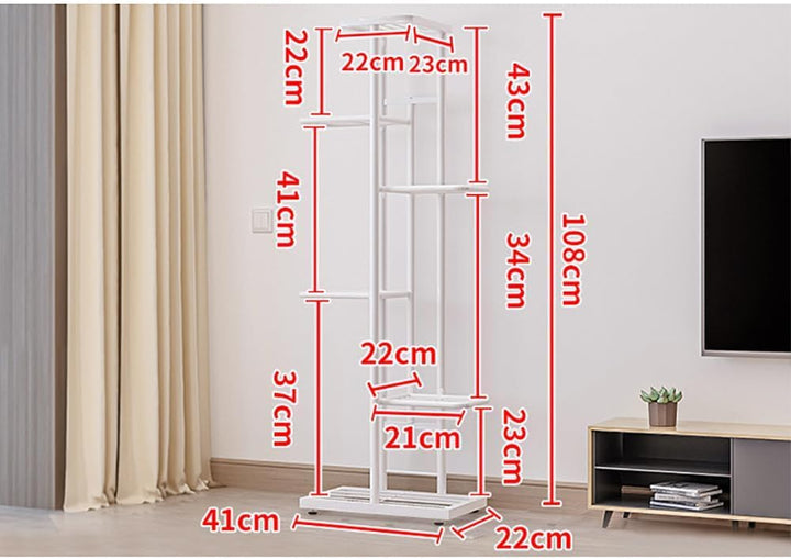 GarveeHome 6-Stöckiges Pflanzenregal Metall Für 7 Blumentöpfe, Eck Pflanzenständer Indoor & Outdoor,