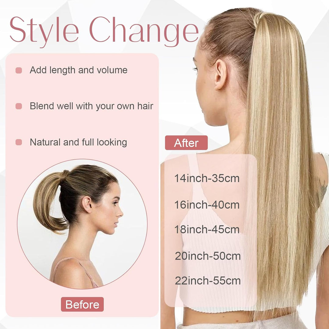 S-noilite Zopf Echthaar Extensions Wrap Around Ponytail Extensions Echthaar Pferdeschwanz Haarverlän