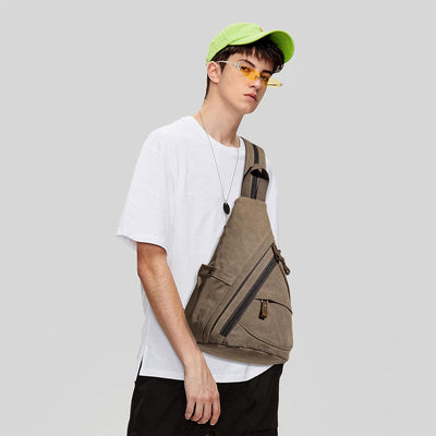 KL928 Canvas Sling Bag Rucksack Damen und Herren – Schulterrucksack Umhängetasche Crossbag Verstellb