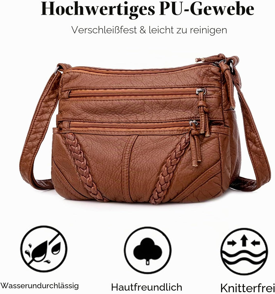 FANDARE Damen Umhängetasche Schultertasche Frauen Crossbody Bag Wasserdicht PU Leder Damentasche Sch
