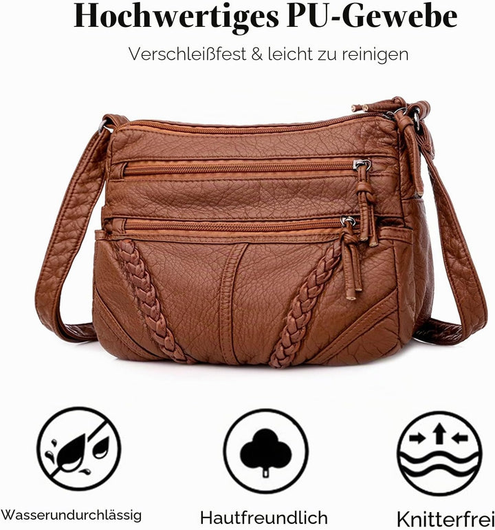 FANDARE Damen Umhängetasche Schultertasche Frauen Crossbody Bag Wasserdicht PU Leder Damentasche Sch
