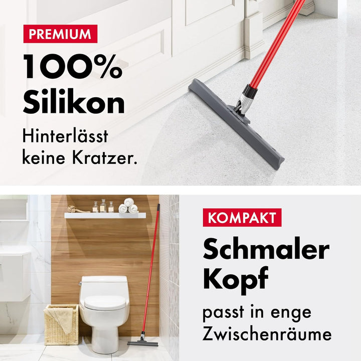 Wasserabzieher - Wasserschieber Mit Extra Langlebiger 30cm Silikon Lippe, 4 Teile Griff 140 CM, Flex