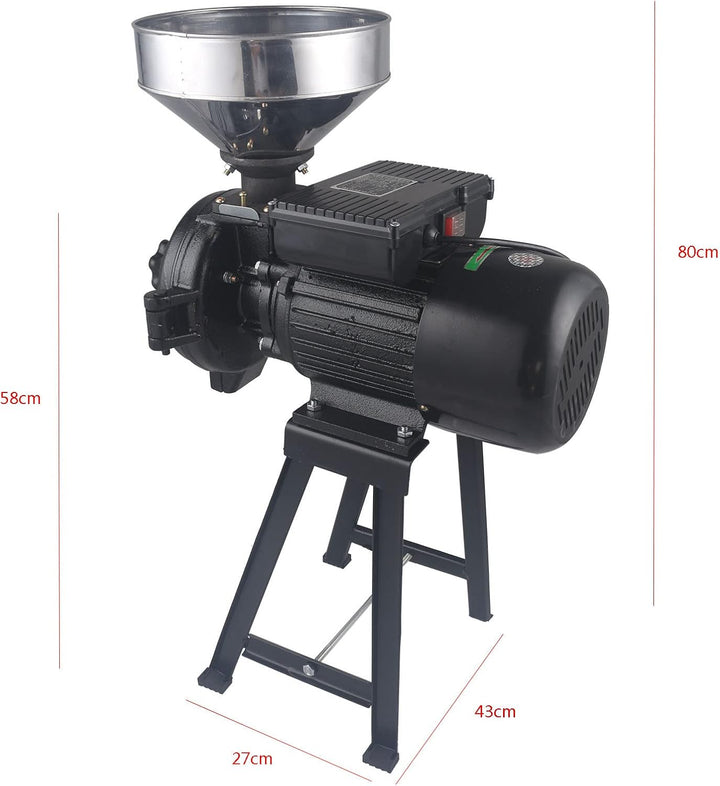 2200W getreidemühle elektrisch, Mühle Maschine+Trichter, Schrotmühle Elektrisch, Weisse Jade mattier
