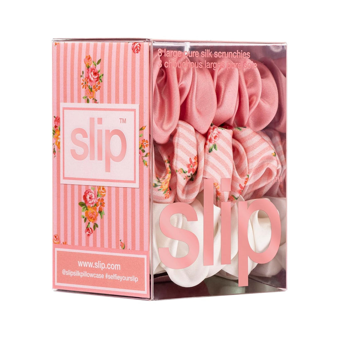 Slip Silk 100% Maulbeerseide Haargummi Set - Schonende Zopfgummis gegen Haarbruch, 3 Scrunchies - Ro