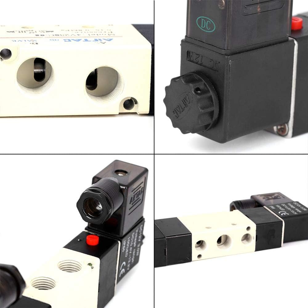 Pneumatisches 12V Gleichstrommagnetventil, BSP 1/4, 3 Positionen, 5 Wege Magnetventil, normalerweise