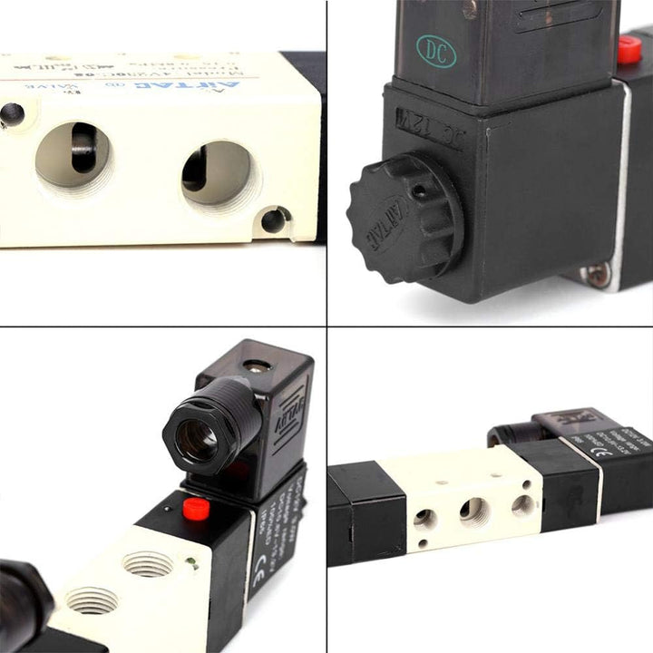 Pneumatisches 12V Gleichstrommagnetventil, BSP 1/4, 3 Positionen, 5 Wege Magnetventil, normalerweise