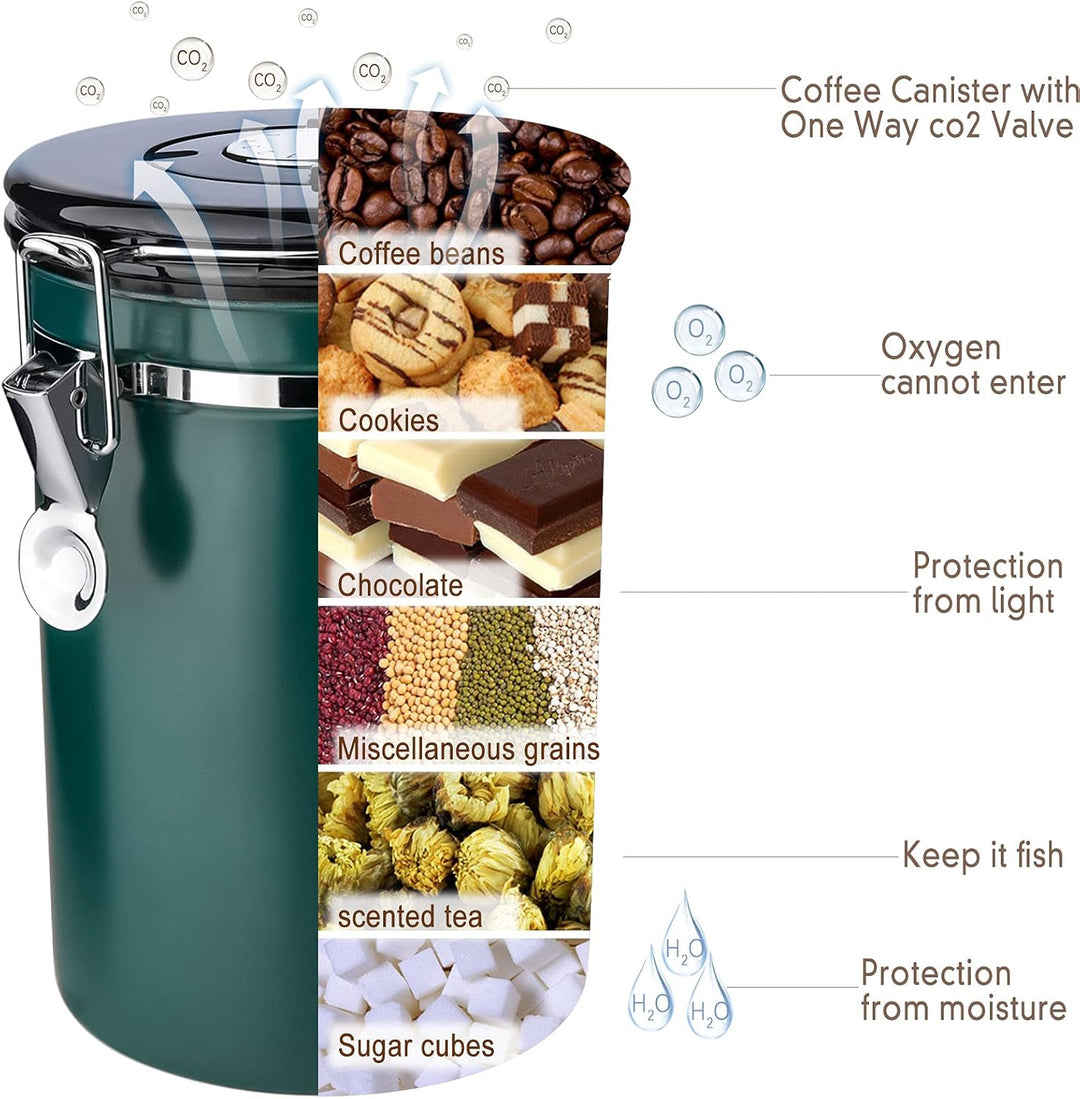 Frasheng Kaffeedose,Kaffeedose Luftdicht,Kaffeebohnen Behälter aus Edelstahl,Vakuum Kaffee Dose,mit