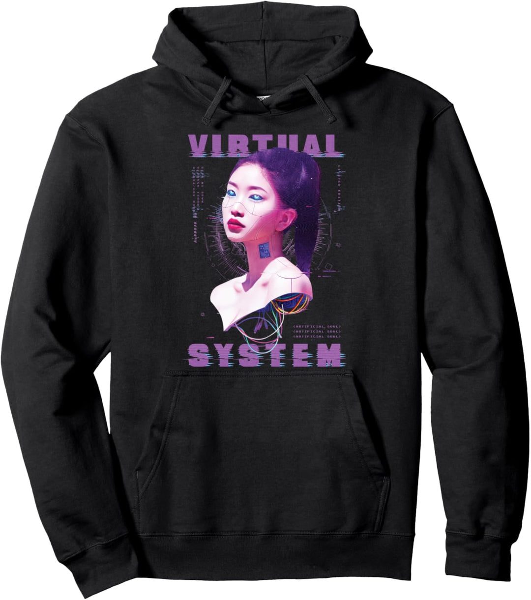 Vaporwave Ästhetischer Stil I Virtual System I Retro Glitch Pullover Hoodie