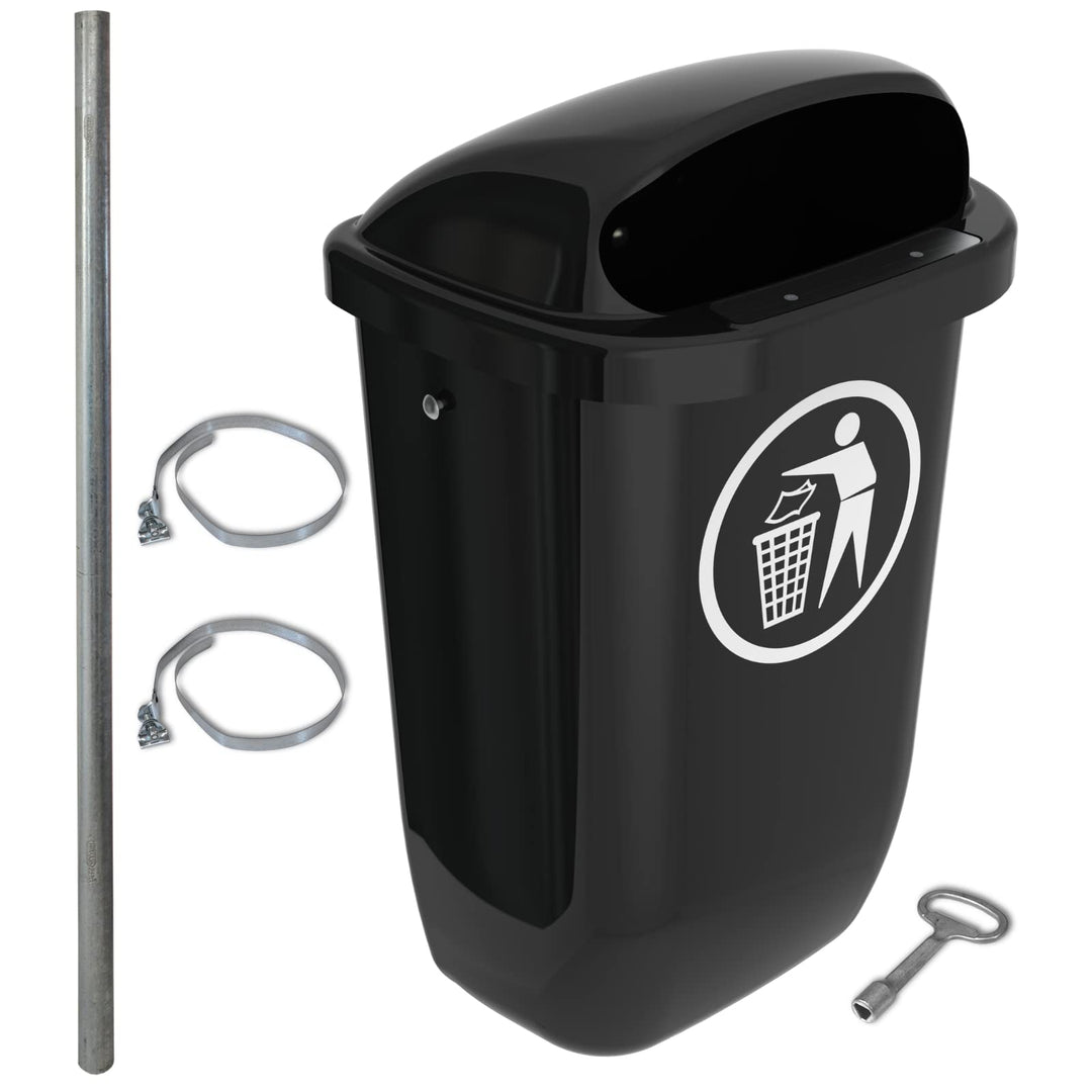 SULO Original Set Abfallbehälter Papierkorb mit Regenhaube | Made in Germany | 50 Liter | Dunkelgrau