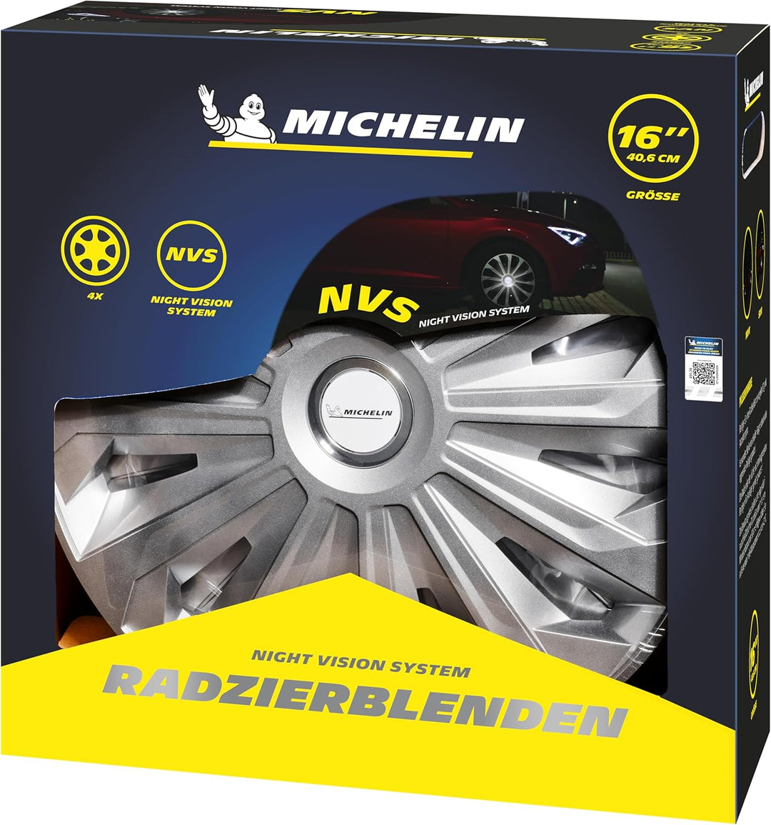 MICHELIN Radkappen 16 Zoll Universal Radzierblenden Monique 4er Set Fürs Auto ABS Kunststoff | Silbe