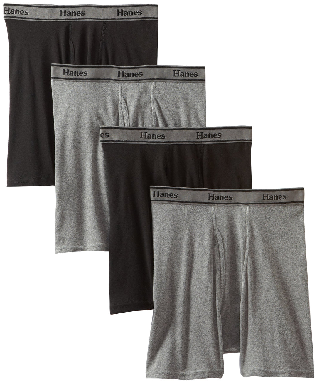 Hanes Herren Men's Tagless Boxer Briefs, 6 Pack Retroshorts (6er Pack) S Schwarz / Grau, S Schwarz /