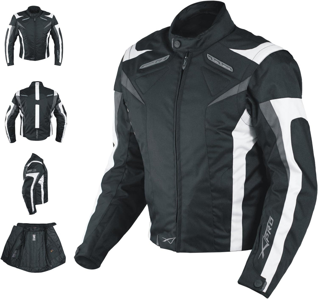 Motorradjacke CE Protektoren Sport Textil Motorrad Thermofutter Weiss L