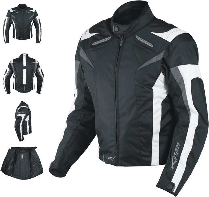 Motorradjacke CE Protektoren Sport Textil Motorrad Thermofutter Weiss L