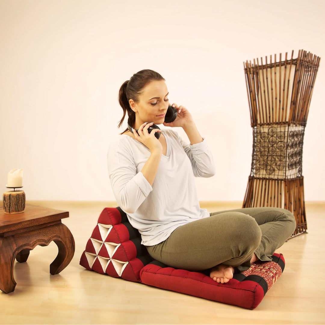 livasia Thaikissen mit 1 Auflage, Dreieckskissen mit Sitzkissen, Keilkissen mit Kapok, Rückenkissen