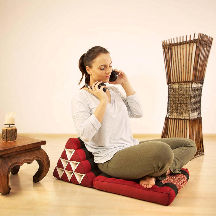 livasia Thaikissen mit 1 Auflage, Dreieckskissen mit Sitzkissen, Keilkissen mit Kapok, Rückenkissen