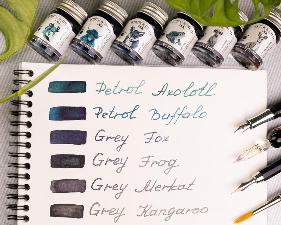 Octopus Write and Draw Ink Set MOUNTAIN, wasserfeste Tinte zum Schreiben und Zeichnen, Kalligraphiet
