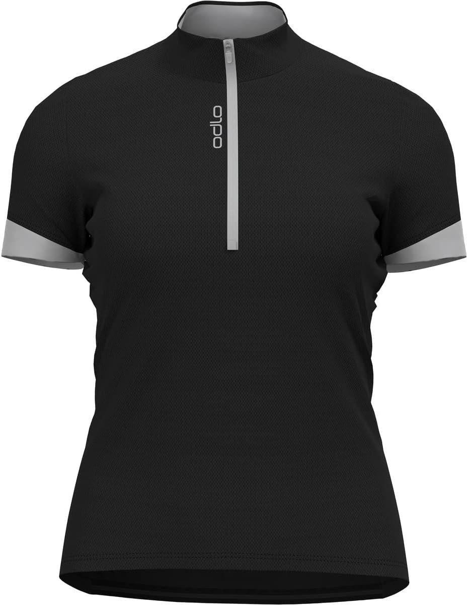 Odlo Damen Essential_411971 Radtrikot halber Reissverschluss (1er Pack) S Black - Odlo Silver Grey,